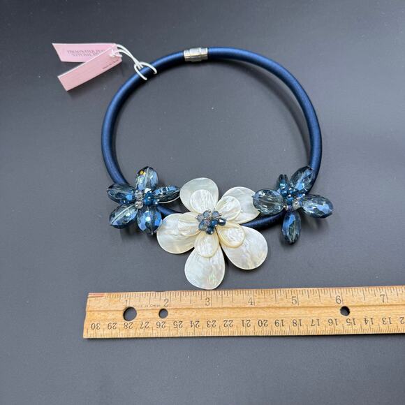 Vintage Ana Capri Necklace Blue Freshwater Pearl Natural Stone Flower Choker - Picture 7 of 8